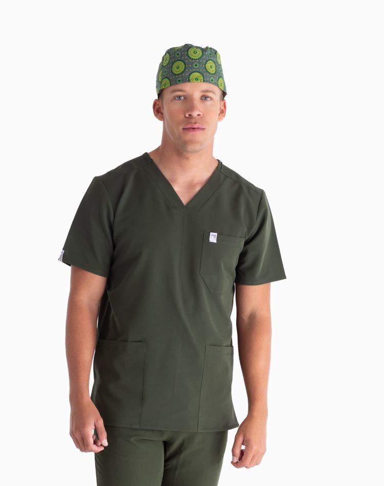Leo™ Top - ScrubLab Olive Green (Front)